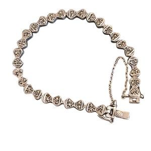 Vintage Sterling Silver Marcasite Infinity Design Tennis Bracelet With Safeties